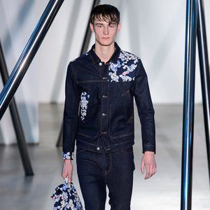 Jil Sander Men Runway Denim Jacket w/ Floral Print